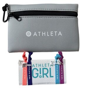 NWT Athleta Small Zipper POUCH with Girl Hair Tie Set